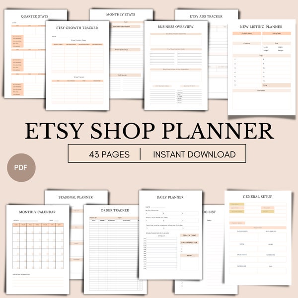 Etsy Shop Planner Printable | Digital Business Planner | Sell on Etsy | Etsy Seller Planner