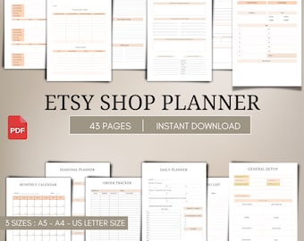 Planer sklepu Etsy do druku | Cyfrowy planer biznesowy | Sprzedawaj na Etsy | Planer sprzedawcy Etsy