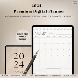 2024 Digital Planner - DATED GoodNotes Planner - Daily Planner - Weekly Planner - iPad Planner - Notability Planner