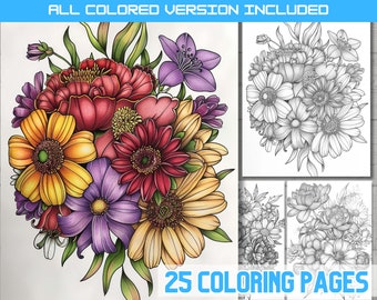 Floral Bouquet Coloring Book: Vintage Flower Designs (PDF Download)