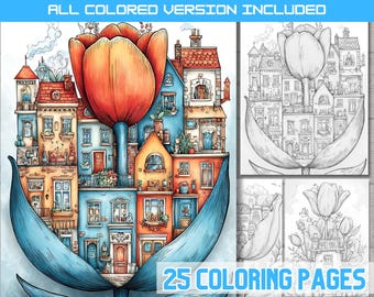 Fairytale House Coloring Pages: Whimsical Flower Home Art (PDF Download)