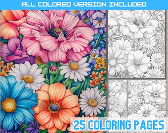 Floral Mandala Coloring Book: Full Color Flowers, Adult & Kids (PDF)
