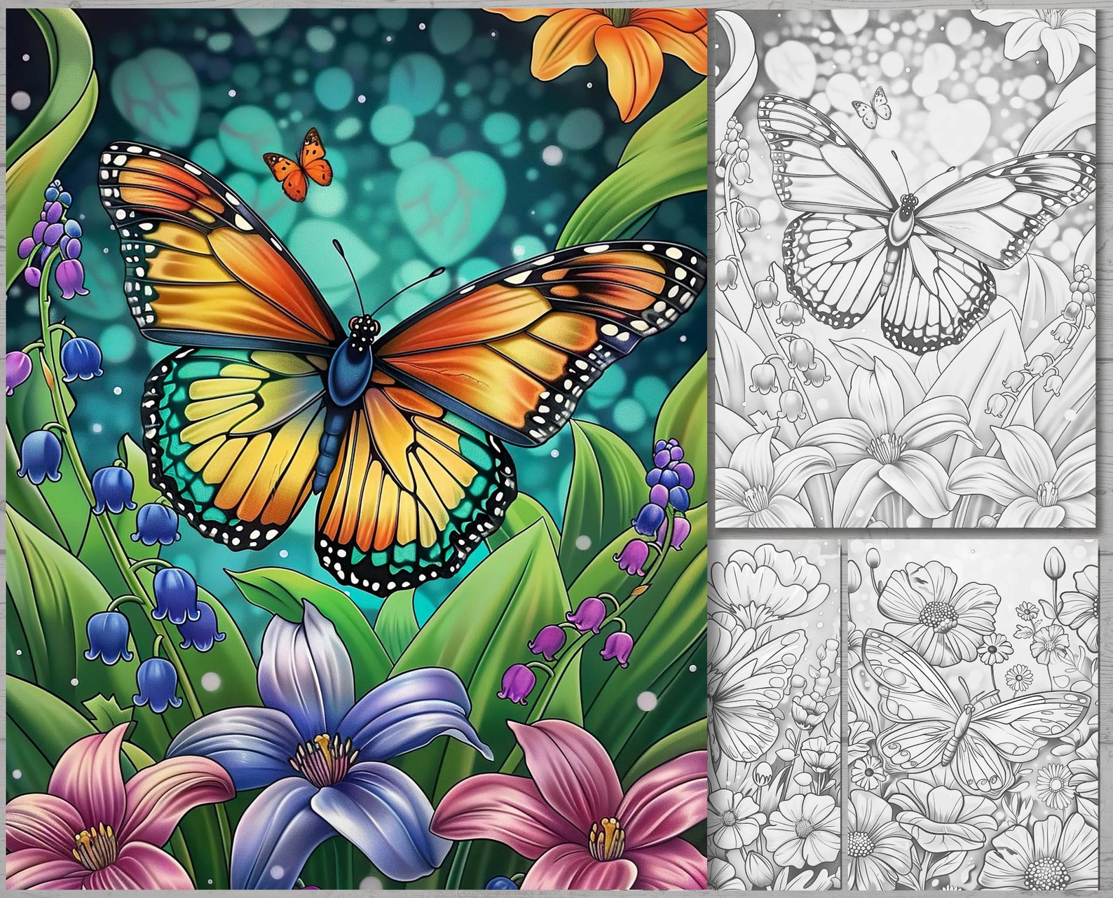 Butterfly and Floral Coloring Book: Adult & Kids Coloring Pages (PDF ...