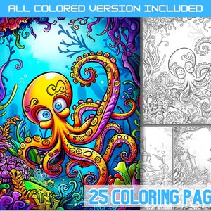Under the Sea Coloring Book, Vibrant Fish and Playful Octopus Coloring Pages, Ocean Life Coloring Sheets for Adults, Marine Creatures Book