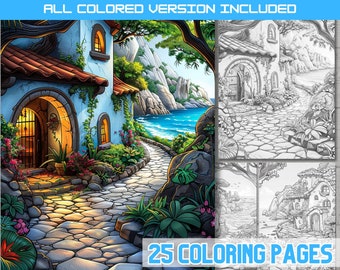 Coastal Cottage Coloring Book: Seaside Retreat Pages (PDF Download)