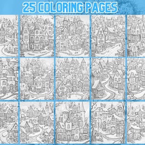 Charming Winter Village Coloring Book, Christmas City Coloring Pages ...