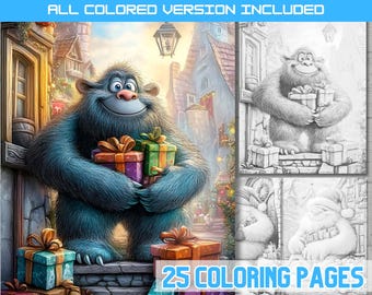 Christmas Bigfoot Coloring Book: Holiday Sasquatch Pages (Digital Download)