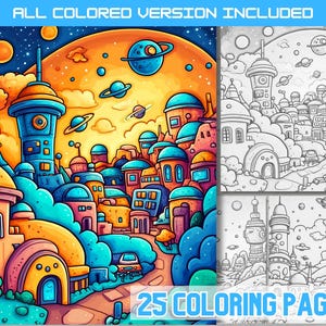 Whimsical Alien Planet Coloring Book for Kids & Adults, Fantasy Space City Landscapes, Cosmic Alien World Coloring Book pdf download