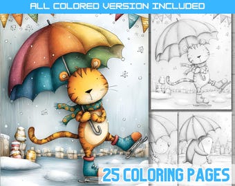 Skating Animals Coloring Book: Playful Ice Skaters, Kids & Adults (PDF Download)