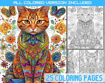 Whimsical Cats Mandala Coloring Book: Adult & Kids (PDF Download)