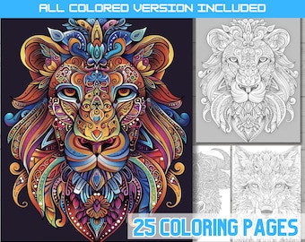 Animals Mandala Coloring Book: Wild Muzzle Designs (PDF Download)