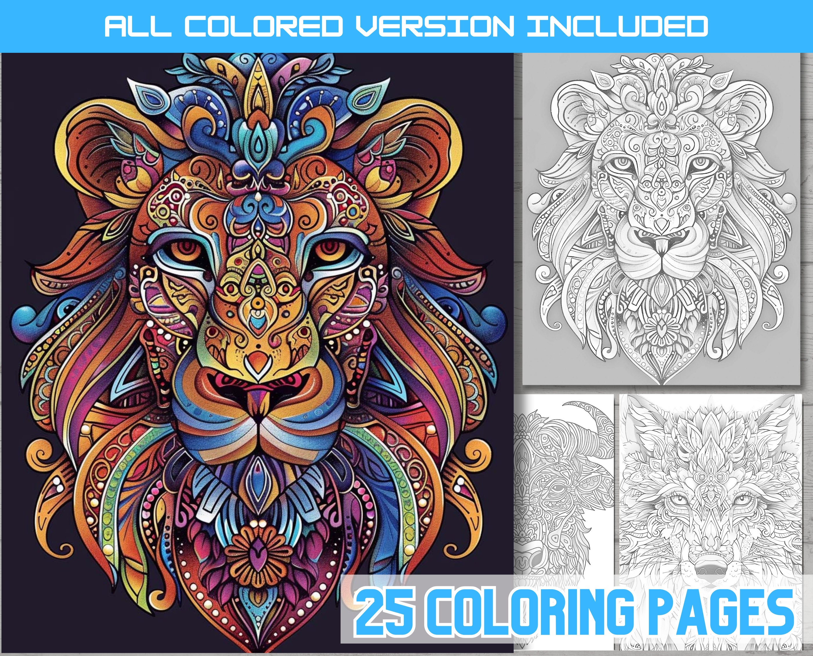 Animals Mandala Coloring Book: Wild Muzzle Designs (PDF Download