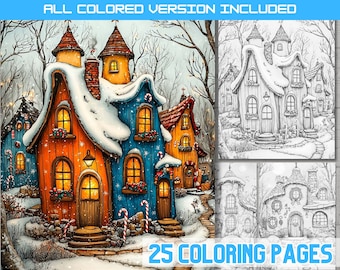 Christmas Village Coloring Book: Festive Winter Scenes (PDF)