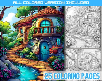 Enchanted Garden Coloring Book: Whimsical Cottage & Fairy Tale (PDF Download)