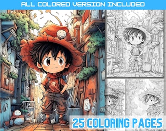 Chibi Anime Coloring Book: Manga Hero Art Pages (Digital Download)