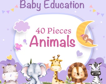 Baby and child education, ready PDF, animals card, animals with names, let's get to know animals