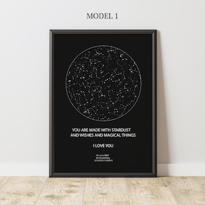 Mapa estelar personalizado por fecha, Mapa de constelaciones, Mapa de la primera cita, Celebración de la vida, Decoración personalizada, Regalo de astronomía, La noche en que nos conocimos