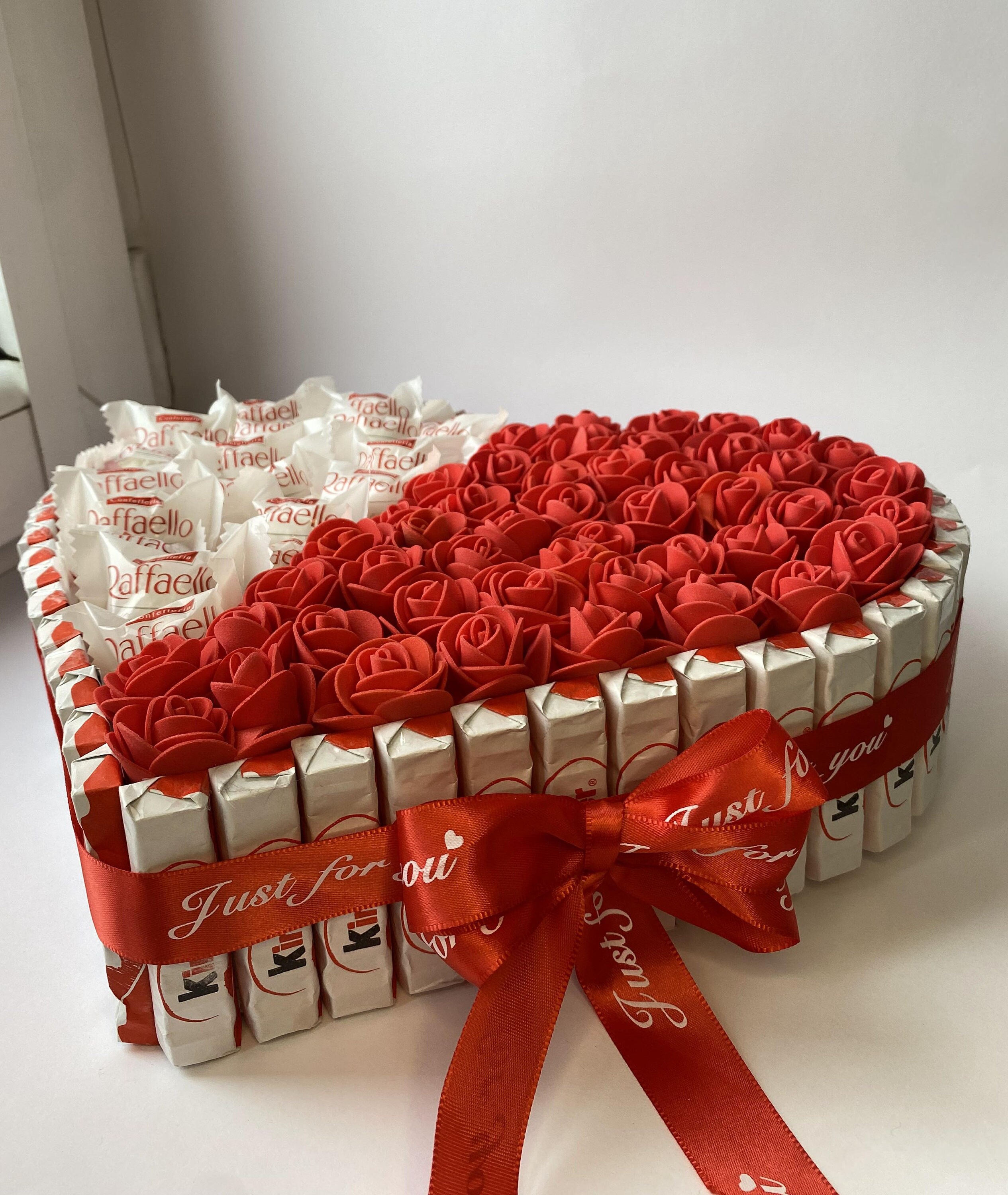 Heart Candy Box: Ferrero Rocher, Raffaello, Artificial Roses - Etsy