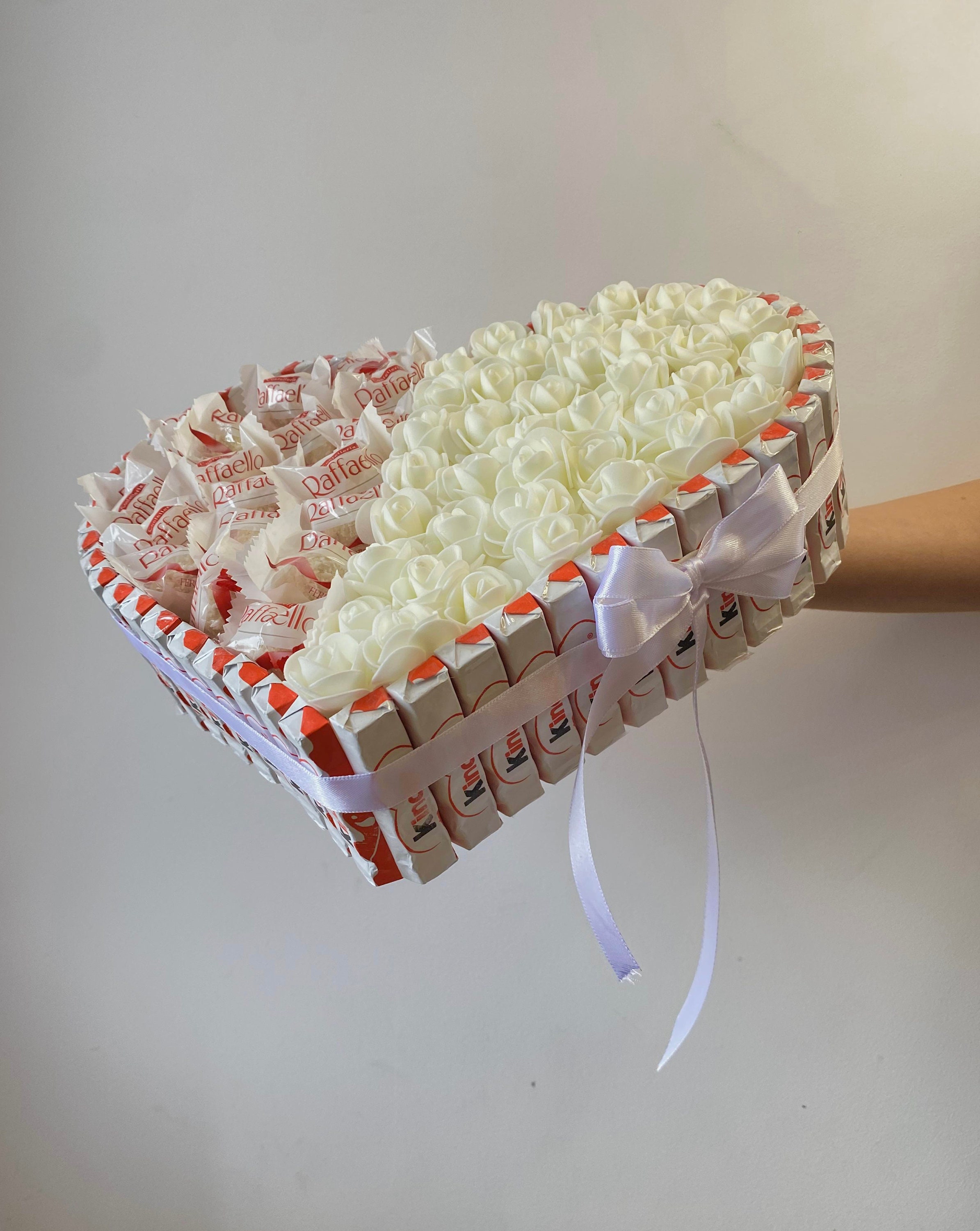 Heart Candy Box: Ferrero Rocher, Raffaello, Artificial Roses - Etsy