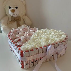 Heart Candy Box: Ferrero Rocher, Raffaello, Artificial Roses - Etsy