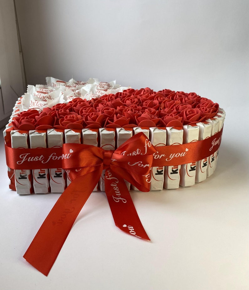 Heart Candy Box: Ferrero Rocher, Raffaello, Artificial Roses - Etsy
