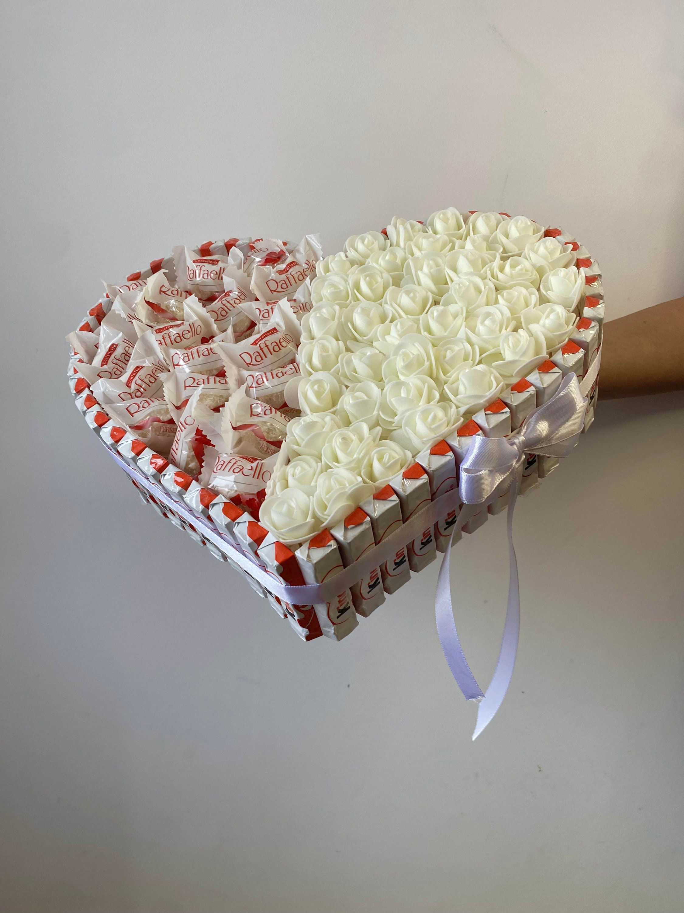 Heart Candy Box: Ferrero Rocher, Raffaello, Artificial Roses - Etsy