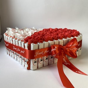 Heart Candy Box: Ferrero Rocher, Raffaello, Artificial Roses - Etsy
