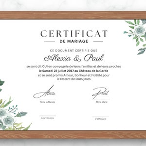 Personalisierte Heiratsurkunde - Heiratsurkunde, säkulare Zeremonie, PACS, - Aquarell - Boho - Hochzeit - Digital