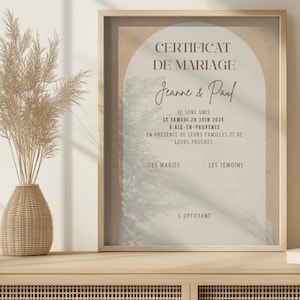Personalisierte Heiratsurkunde - Eheurkunde, säkulare Zeremonie, PACS, - Boho