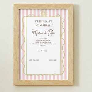 Certificado de Matrimonio Personalizado - Certificado de Unión, Ceremonia Secular, PACS, - Italia - Raya - Colores - Digital