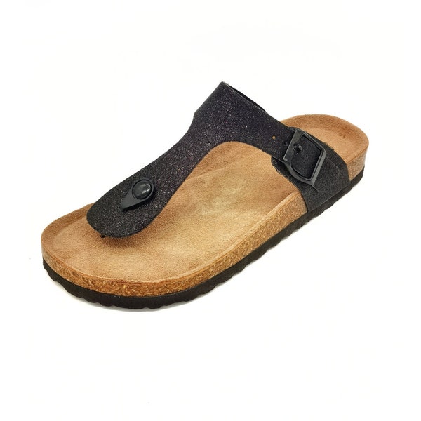 TRU7 Women's Sandals Cork Footbed Comfortable Thong Style Summer Outdoor