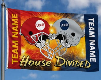 Custom Two Football Team Flag, House Divided Football Flag, Heart Divided Flag, Split Team Flag, Football House Divided Flag