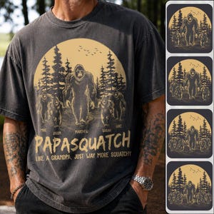 Personlig Papasquatch, som en morfar, bara mycket mer Squatchy T-shirt Fars dag-presenter till pappa Rolig pappa T-shirt Cool Daddy Bigfoot Tee