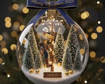 Personalized Lineman Christmas Ornament, Honoring Lineman Christmas, Lineman Ornament, Christmas Gift For Lineman