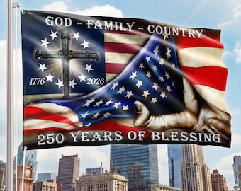 Bandera de Betsy Ross (1776-2026) con 250 años de bendiciones, bandera patriótica con ojales, decoración exterior del 250 aniversario de EE. UU., bandera del orgullo estadounidense.