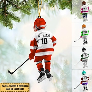 Personalisierte Kinderhockeyspielerverzierung, benutzerdefinierte Name Hockeyverzierung, kundenspezifische Acrylverzierung, Hockey-Andenken, Hockeyuniformverzierung