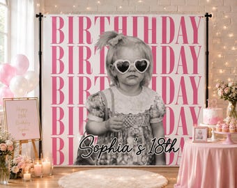 Personalized Birthday Vintage Photo Backdrop, Birthday Party Banner, Birthday Decor, Birthday Backdrop, Happy Birthday Sheet Backdrop