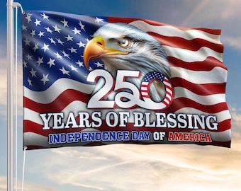 Bandera de 250 años de bendiciones, bandera estadounidense del Día de la Independencia de Estados Unidos con águila, bandera patriótica de 1776-2026, decoración de pared para exteriores.