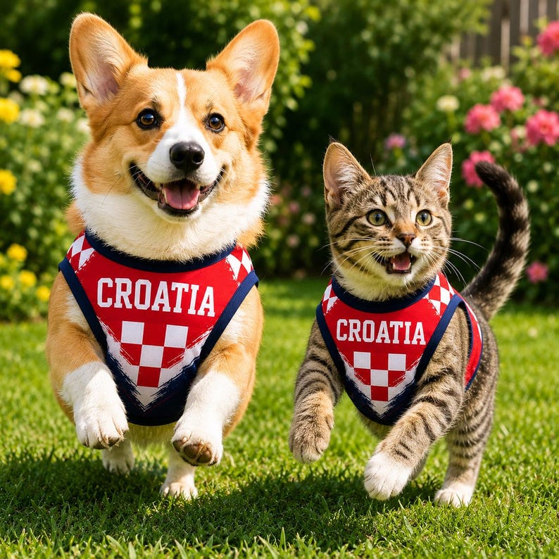 Personalized Croatia Pet Soccer Jersey, Soccer Outfit for Dogs Cats, Croatia Football Shirt, Cute Puppy Sportswear image 2