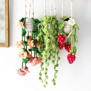 Personalized Plant Car Hanging Accessories, Cute Crochet Flower Car Ornament, Custom Gift Idea for Succulent Plant Lovers, Crochet For Car