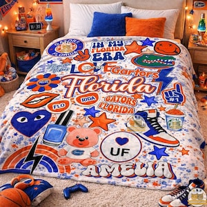Custom College Blanket, Personalized Graduation Gift, School Throw, Dorm, Bed Party Gift