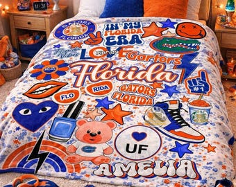 Custom College Blanket, Personalized Graduation Gift, School Throw, Dorm, Bed Party Gift