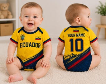 Custom Ecuador 2026 World Soccer Baby Suit, Personalized Name Number Baby Romper, Soccer Uniform Kit, Gifts For Newborn