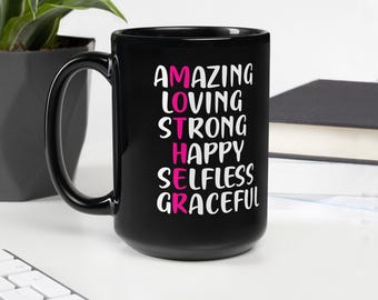 Mug Mother - Cadeau pour la fête des Mères - Mug en céramique brillante - Tasse à café