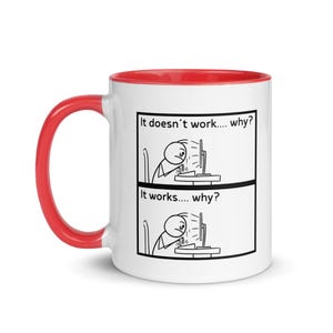 Taza de café con cita divertida para programadores, codificadores y desarrolladores - Regalos para la oficina - Taza original - Humor profesional How Does It Work