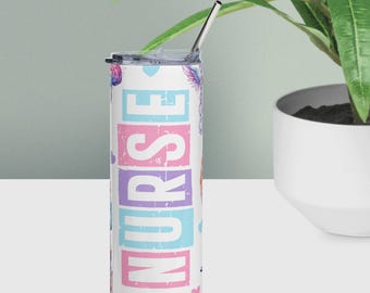 Vaso térmico de acero inoxidable Nurse Life, 591 ml (20 oz), con aislamiento térmico.