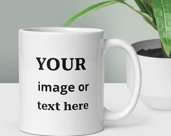 Mug en céramique personnalisé, image ou texte personnalisé, 11 oz ou 15 oz