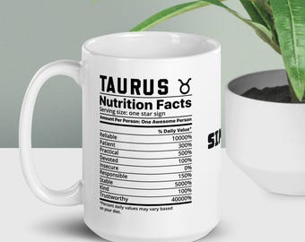 Tasse zodiaque, valeur nutritive personnalisée, tasse en céramique de 15 oz, tasse à café, tasse à thé, tasse cadeau personnalisée avec nom, tasse horoscope personnalisée