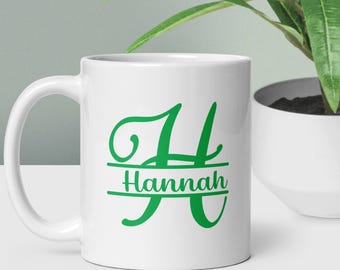 Mug prénom monogramme, Mug prénom personnalisé, Mug à café, Tasse à thé, Mug personnalisé, Cadeau personnalisé, 11 oz 15 oz