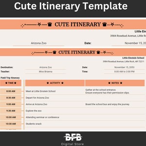 Cute Itinerary Template, Google Sheets Travel Planner, Adorable Trip ...